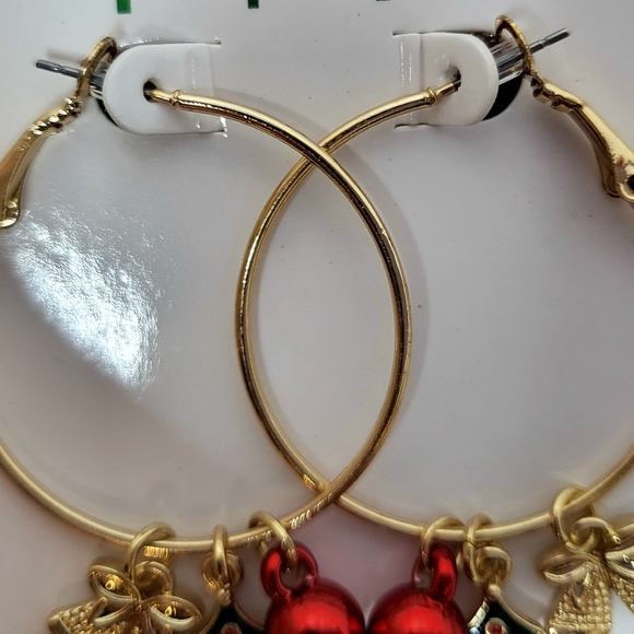 Christmas Tree Hoop Earrings - Picture 3 of 5